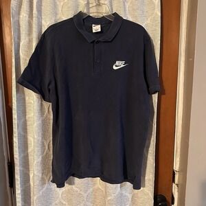 Y2K Nike Men's (XL) Navy Embroidered Polo